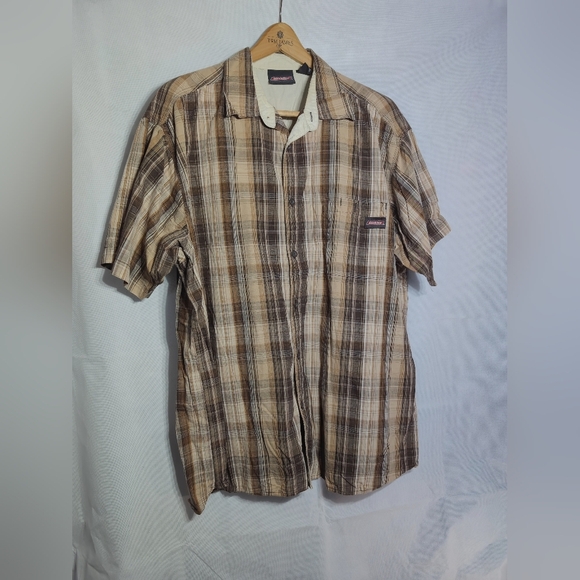 Dickies Brown and Yellow Sz 2XL Casual Button Down Shirt - Picture 2 of 5